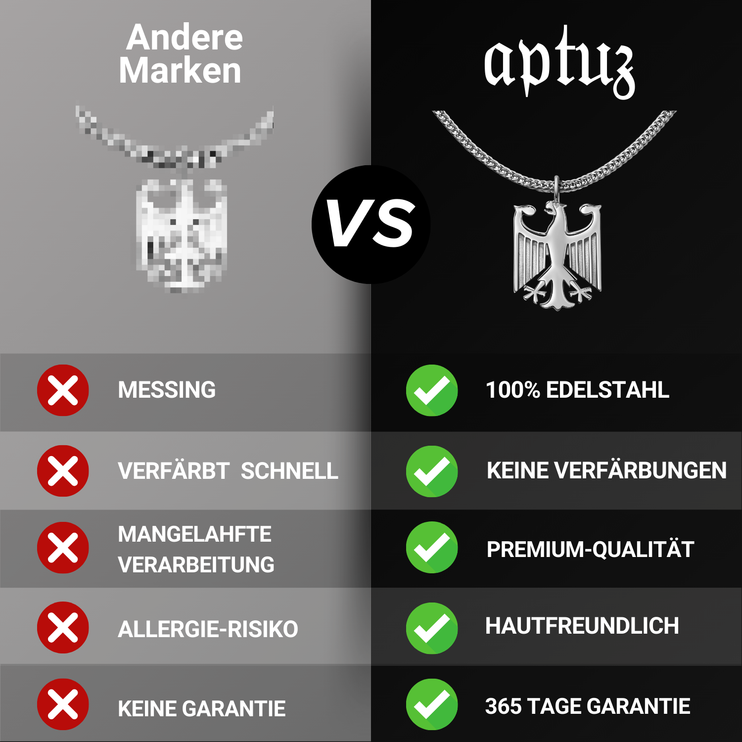 Deutschland Adler Kette - Edelstahl